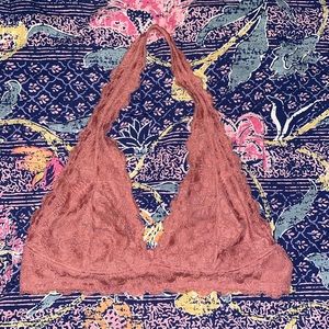 Free People Blush Pink Halter Bralette (size XL)